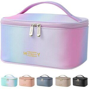 Rainbow gradient makeup bag pink cosmetic pouch waterproof travel toiletry case